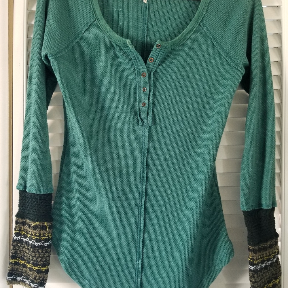Free people newbie  cabin fever henley knit long sleeve